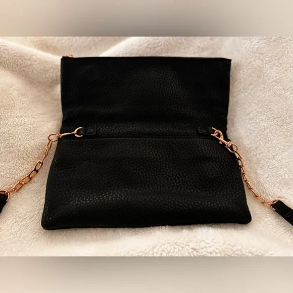 Deux Lux Black Leather Crossbody with Rose Gold Studded Detail - Picture 5 of 7